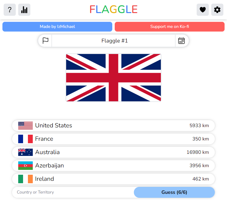 Flaggle - flag guessing game!